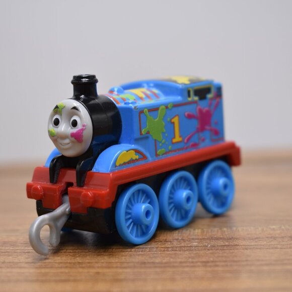 Paint Splattered Thomas - Thomas & Friends Trackmaster Engine Diecast Push Along - Picture 4 of 8